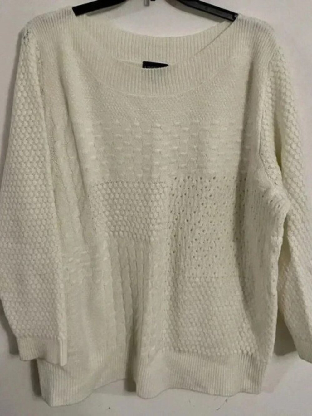 LANE‎ BRYANT Loose Knit Sweater Women's 26-28 White Scoop Neck